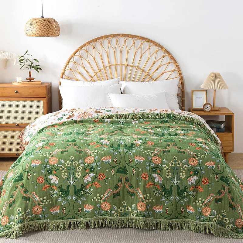 Muslin Cotton Bedspread - بطانية قطنية نقية منسوجة من الموسلين