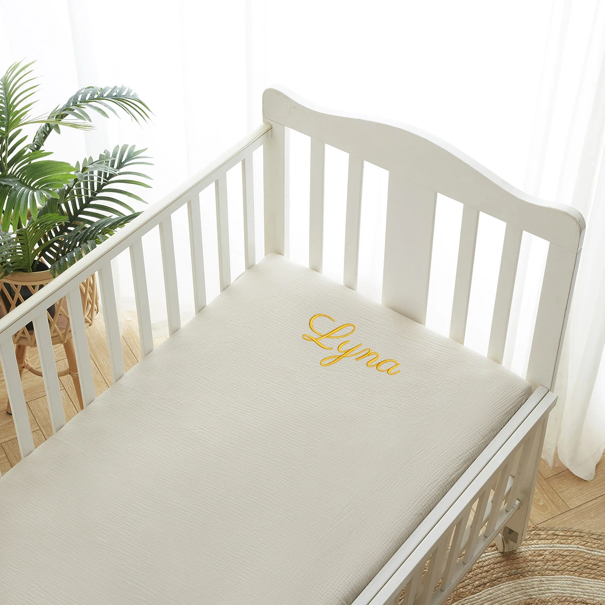 Muslin Cotton Bedspread - اسم شخصي القطن المجهزة ورقة سرير