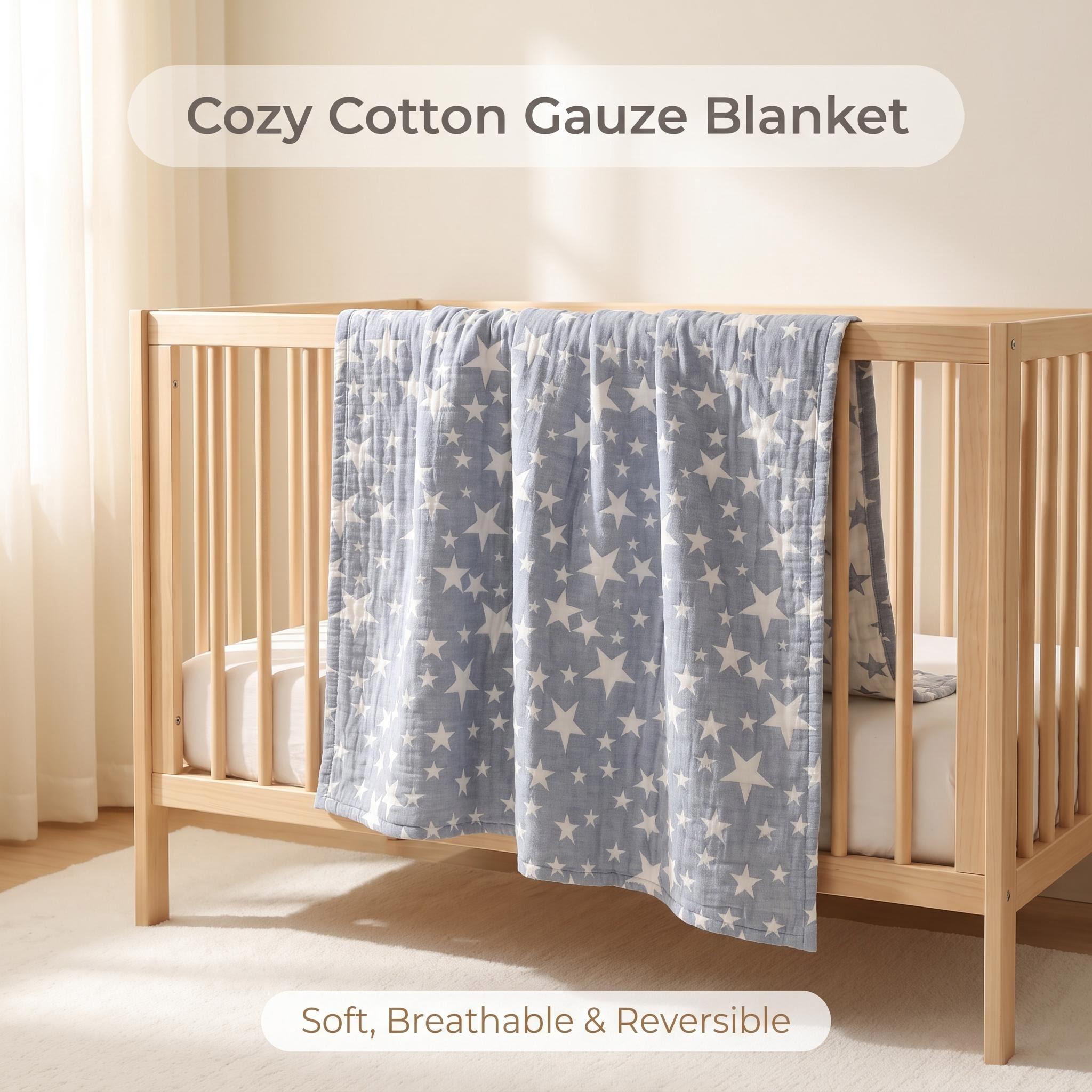 Muslin Cotton Bedspread - بطانية قطنية ثلاثية الطبقات من الموسلين،