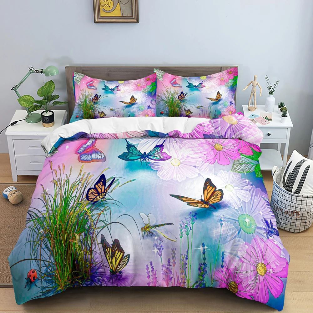 Duvet Cover Sets With Zipper - طقم سرير على شكل فراشة غطاء
