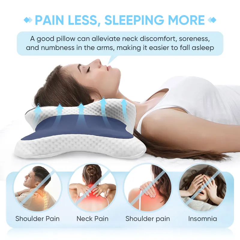 Memory Foam Orthopedic Pillow Neck Pain - وسادة من الفوم المتكيف للرقبة لتخفيف
