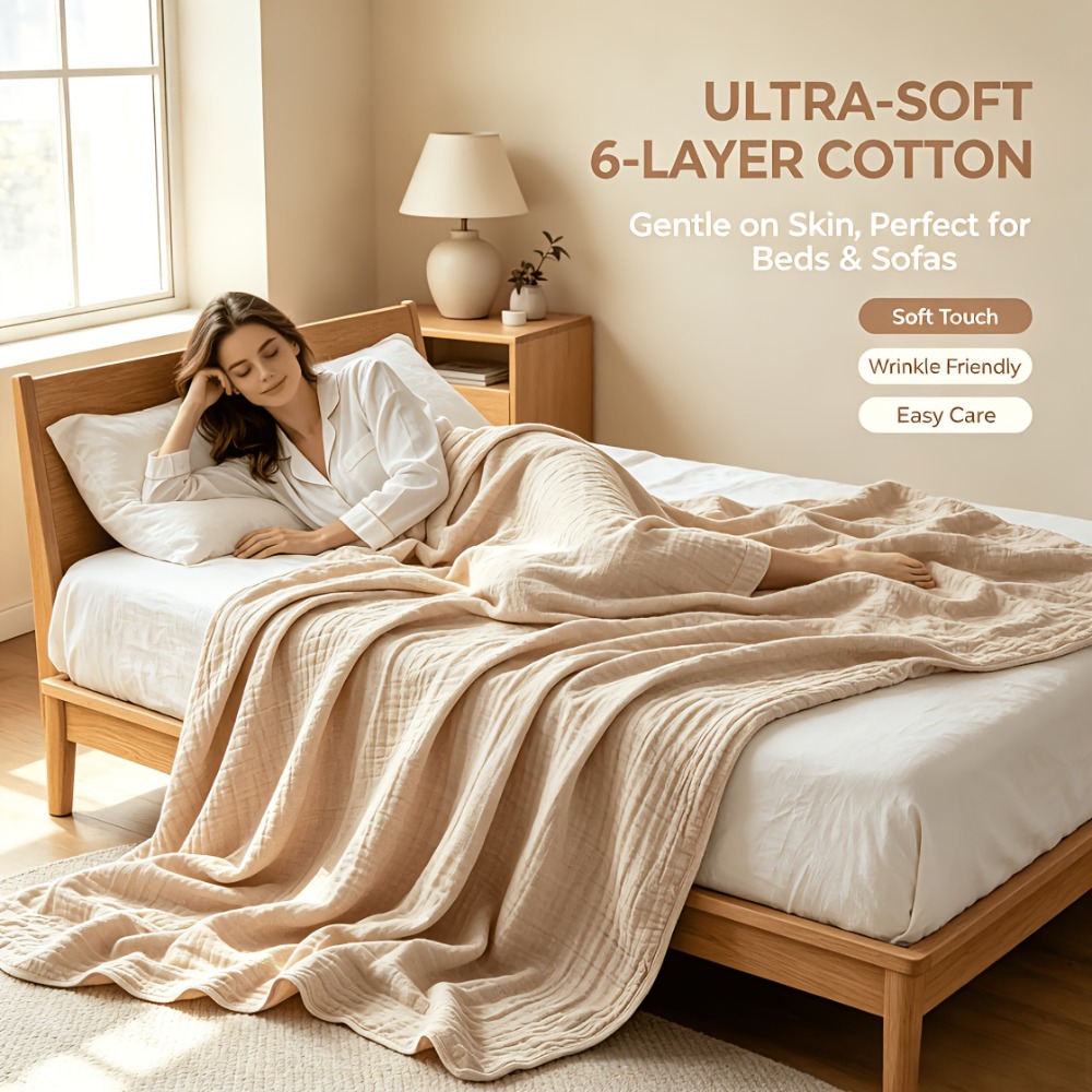 بطانية قطنية خفيفة الوزن 100%  - مراجعة Muslin Cotton Bedspread وسعره