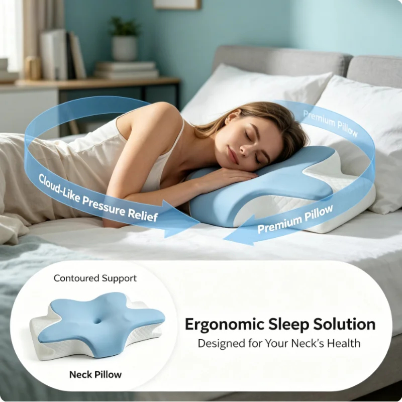 وسادة سرير طبية من الفوم المبر - مراجعة Memory Foam Orthopedic Pillow Neck Pain وسعره