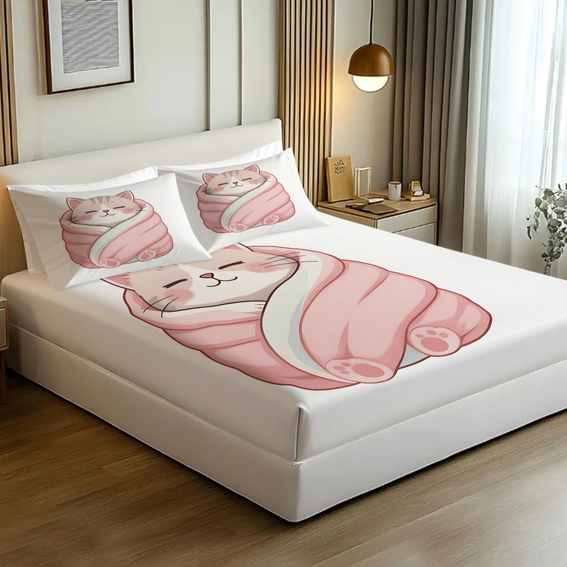 طقم ملاءات سرير مطاطية بطبعة ا - مراجعة Fitted Bed Sheets Deep Pocket وسعره