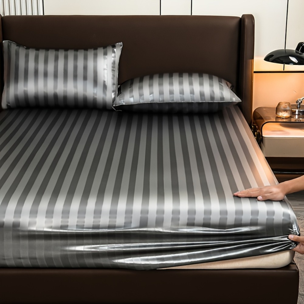 غطاء سرير مخطط جديد، غطاء فاخر - مراجعة Fitted Bed Sheets Deep Pocket وسعره
