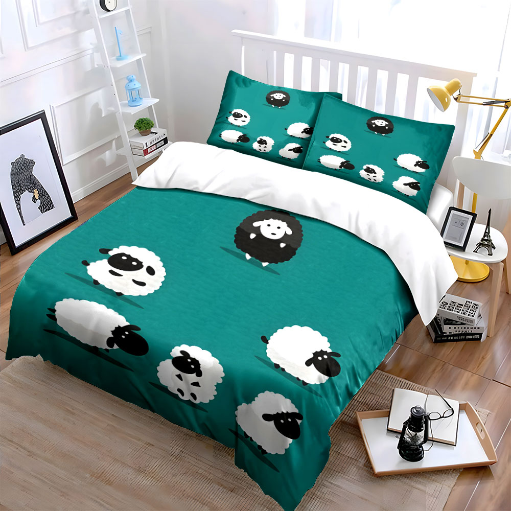 طقم غطاء لحاف بتصميم خروف كرتو - مراجعة Duvet Cover Sets With Zipper وسعره