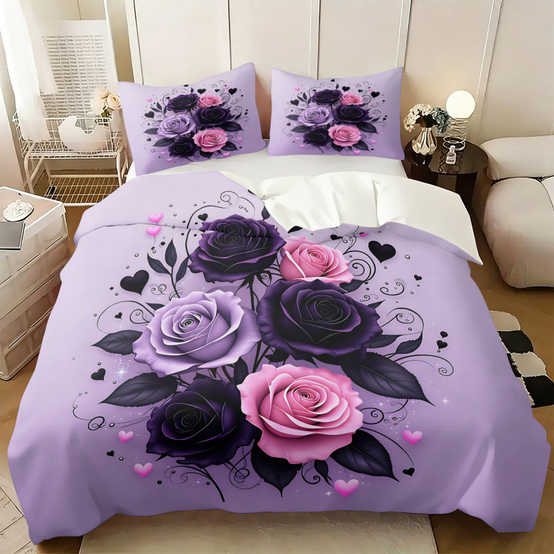 طقم غطاء لحاف بتصميم قلب وردي  - مراجعة Aesthetic Floral Duvet Cover وسعره