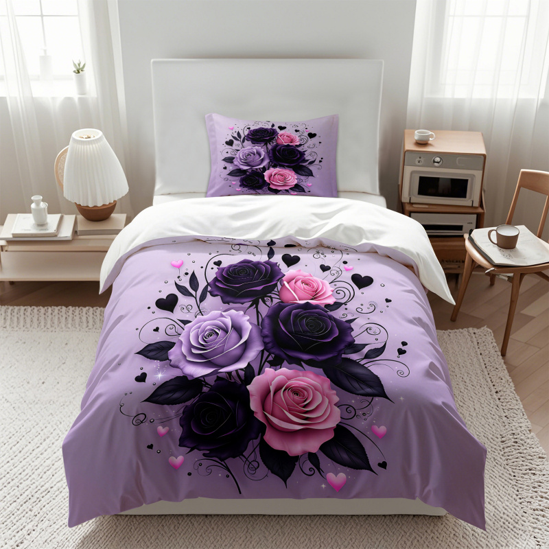 طقم غطاء لحاف بتصميم قلب وردي  - مراجعة Aesthetic Floral Duvet Cover وسعره