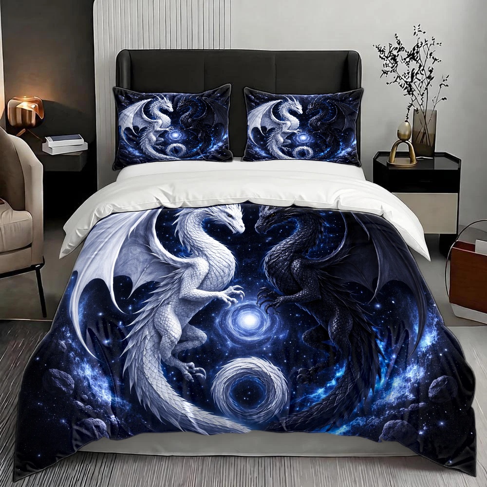 طقم غطاء لحاف بنقش التنين والس - مراجعة Duvet Cover Sets With Zipper وسعره